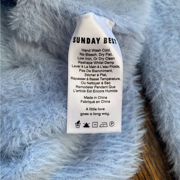 Sunday Best Aritzia Ramona Sweater Blue Small Fuzzy Soft - Picture 4 of 4